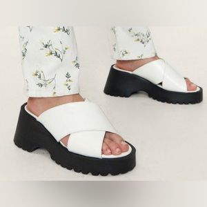 CONTRAST SOLE FAUX LEATHER SANDALS